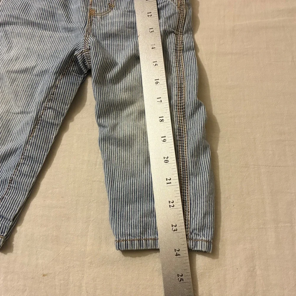 OshKosh Bgosh Kids 12M Blue Hickory Stripe Denim Overalls Snap Leg‎ Workwear